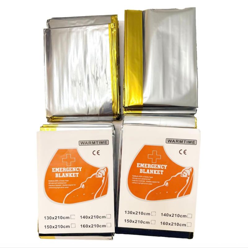 Survival Blanket Reflective - 4 بطانيات حرارية ذهبية وفضية من
