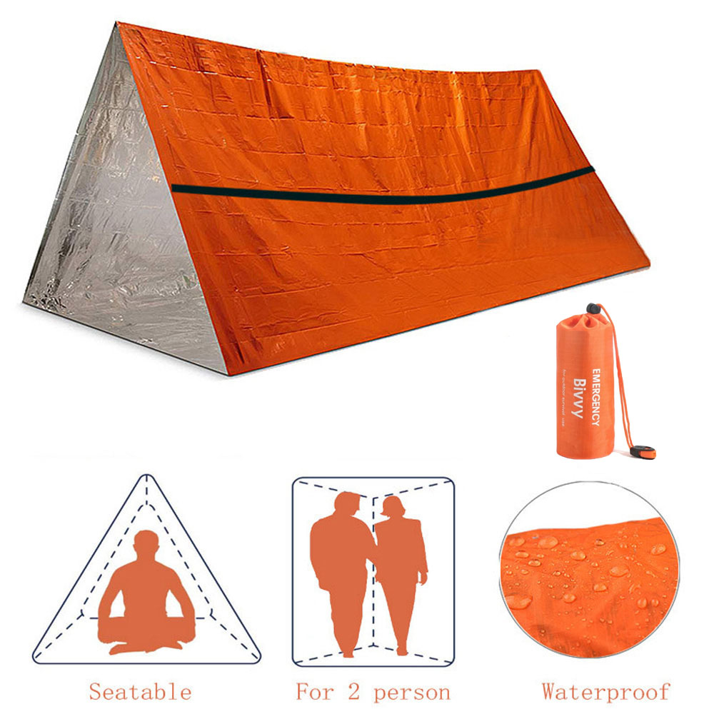 Emergency Mylar Tent - 2 شخص مأوى للطوارئ Bivy مجموعة