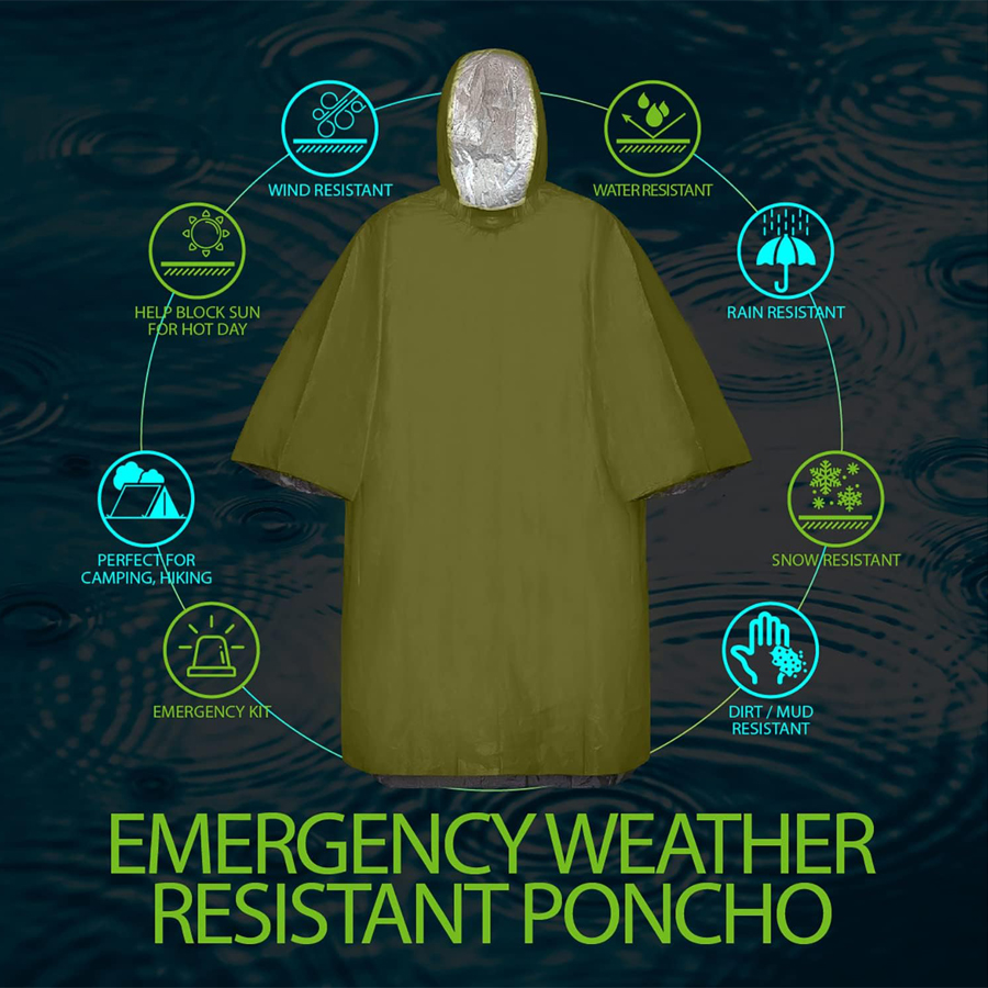 عبوة من 5 قطع من معاطف الطوارئ - مراجعة Emergency Poncho Rain وسعره